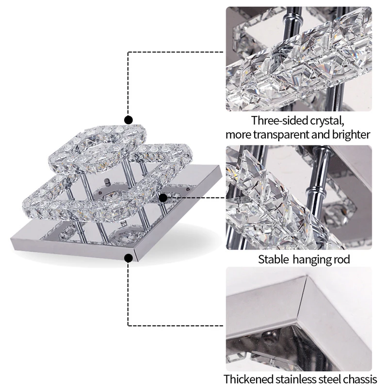 Lampadario moderno a LED in cristallo illuminazione anelli a specchio lampada da soffto per soggiorno apparecchio da cucina decorazioni per la casa lampada  39