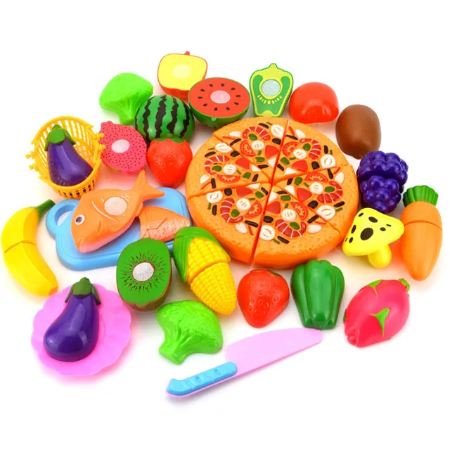 Pretend Play Toys Plastic Food Cutting Fruit Vegetable Pretend Play Children Kitchen Toys Montessori Learning Educational Toys 3