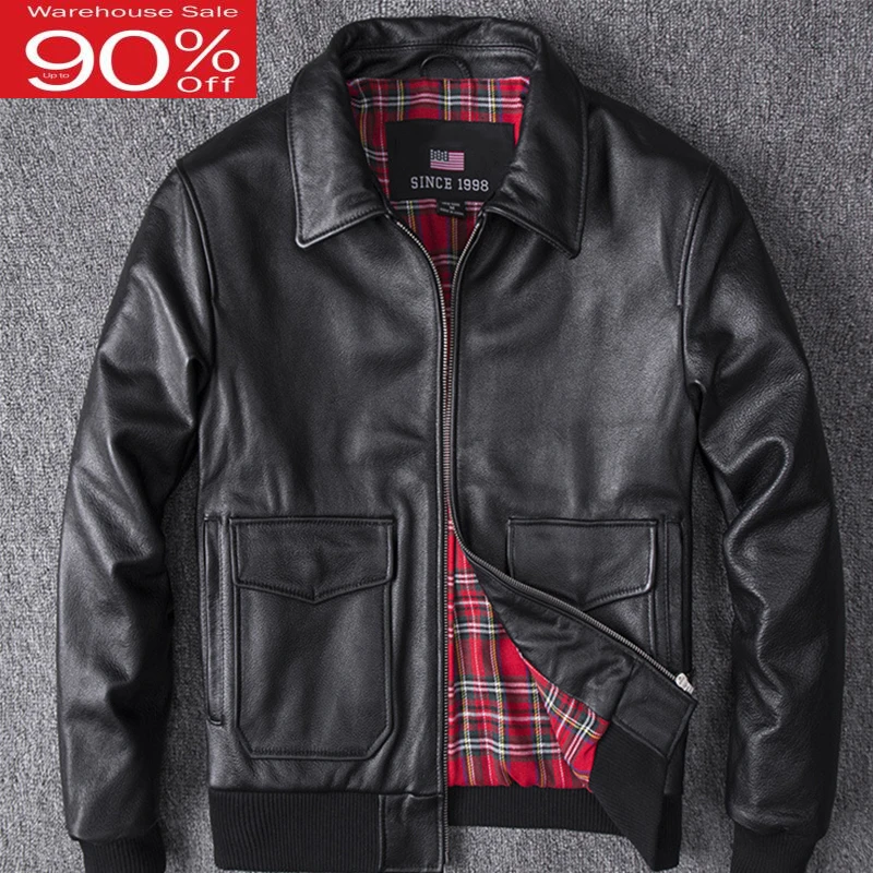 

Men's Winter Genuine For Men Fashion Motorcycle Flight Bomber Jacket Natural Real Leather Male Aviator Coat 2020
