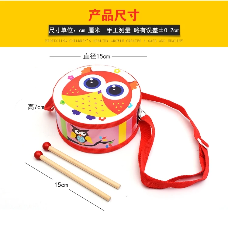Orff ударный инструмент деревянная музыкальная игрушка Дети shuang mian gu деревянный поясной барабан Snare барабан удар игрушка боковой барабан