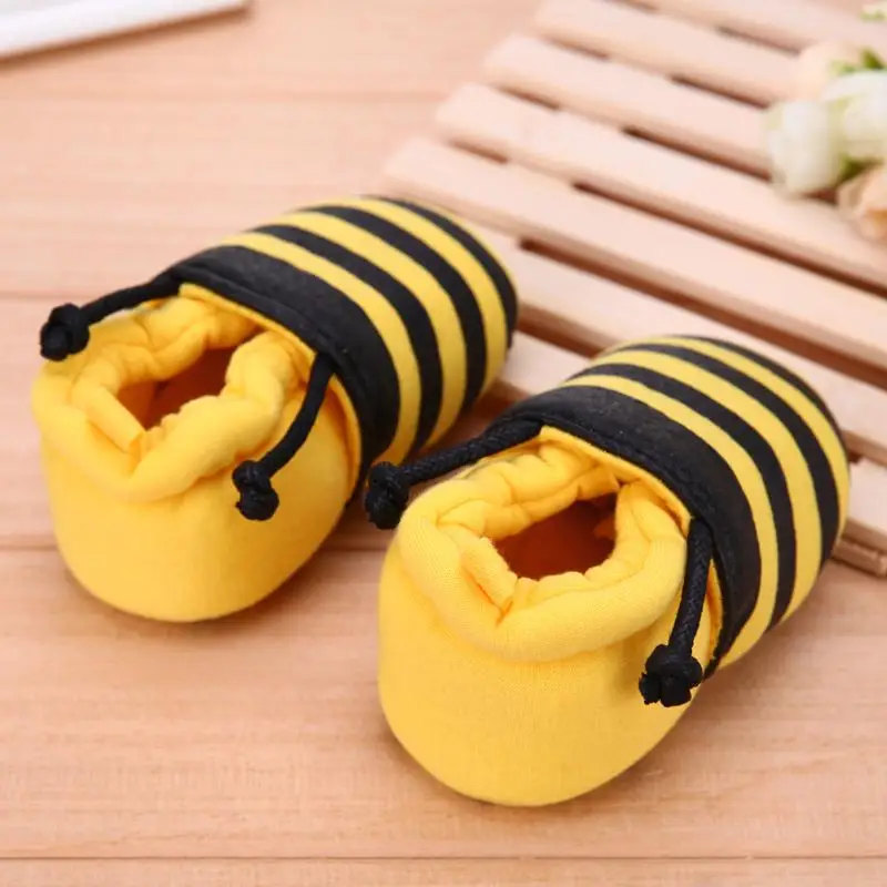 Casual Shoes Cute Cartoon Yellow Bee Pattern Newborn Baby Infant Shoes Elastic Band Soft First Walker