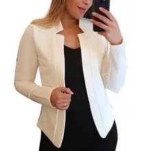 Autumn Fashion Plus Size Solid Color No Button Blazer Women Long Sleeve Slim Office Suit Jacket Coat Single Breasted All-match