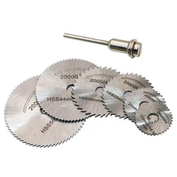 Juego de Herramientas de sierra Circular HSS, rueda de sierra resistente al óxido de acero de alta velocidad con varilla de extensión, herramienta rotativa de Metal para Dremel Fordom, 7 Uds.