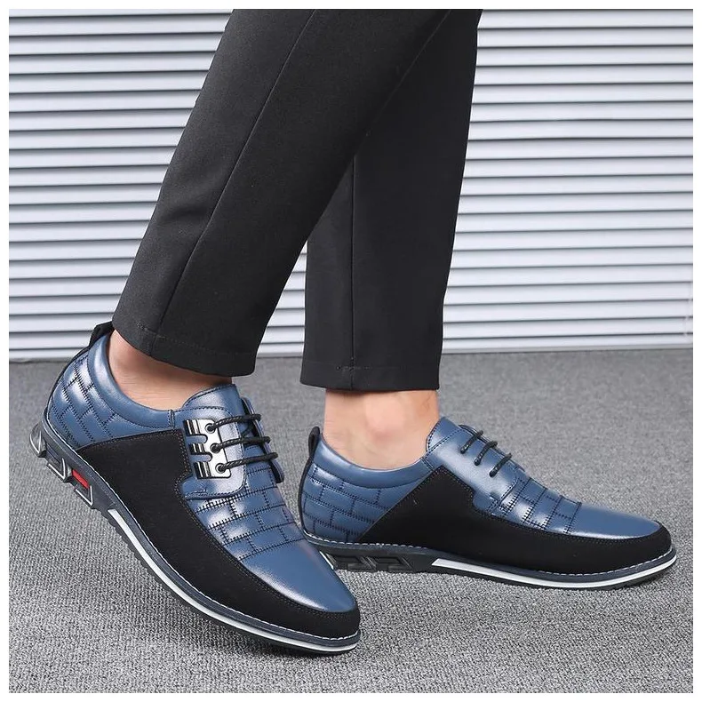 Plus Size 38-48 NEW Leather Men Casual Shoes Brand Mens Loafers Moccasins Breathable Slip On Lace Up Black Driving Shoes H444