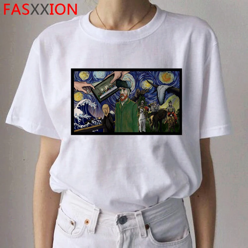 Van Gogh Van Goghing Van Gone футболки HARAJUKU женские Рисование маслом Ullzang футболка Веселая 90s футболки модные футболки женские - Цвет: 9331