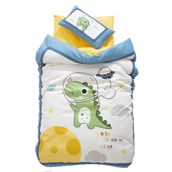 

3Pc/Set Baby Bedding Cotton Children'S Kindergarten Quilt Duvet Cover Bed Sheets For Kids Cartoon Dinosaur Bedding Sets