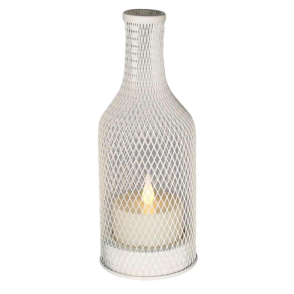 10in Mesh Vase Flameless Candle,Jumping and Dancing Flame with Plastic Pillar, Flameless Battery Operated LED Lights,Electric