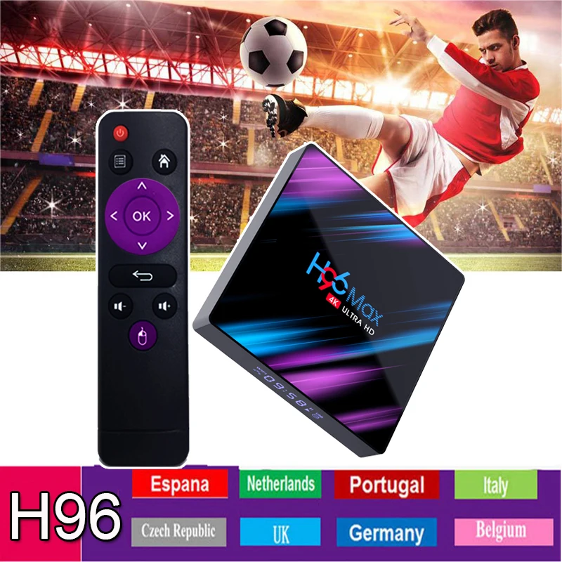 ТВ приставка H96 MAX RK3318 Android ТВ приставка 4 Гб 64 Гб 4K 2,4G/5G WiFi Bluetooth 4,0 Поддержка Европы ip tv m3u подписка Android ТВ приставка