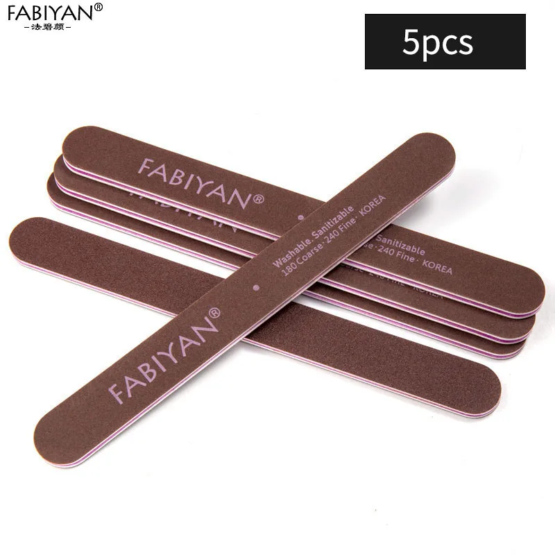 5Pcs brown round Наждачная бумага искусства ногтя набор файлов для гелевого 100/180/240 Маникюр буферный блок для педикюра, двусторонняя Полировка Шлифовка средство для удаления кутикулы Инструмент - Цвет: 5Pcs brown round