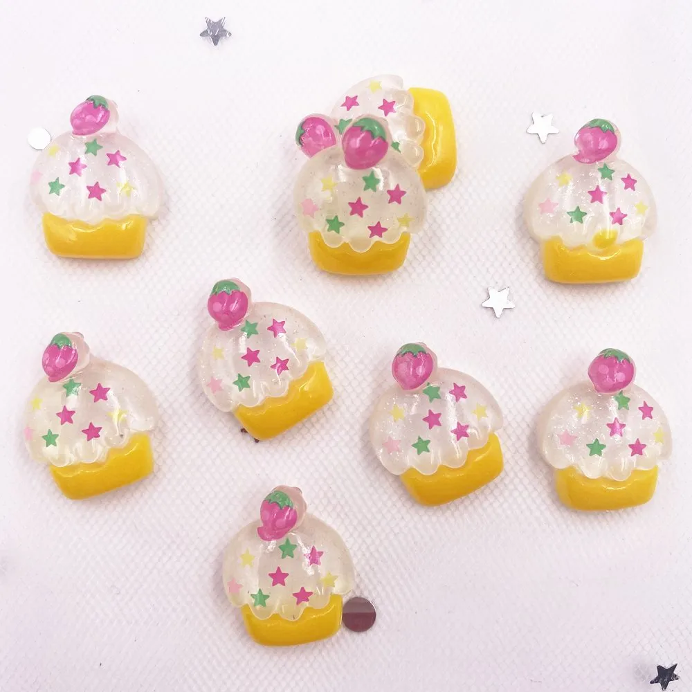 

20pcs Glitter Colorful Resin Kawaii Cake Flatback Cabochon Scrapbook Figurines Home Party Ornament DIY OG896