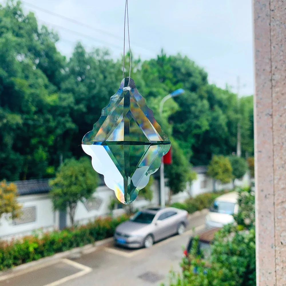 75mm Lucky Knot Crystal Prisms Rhombus Hanging Chandelier Crystals Replacement Feng Shui Pendant Suncatcher for Windows Decor