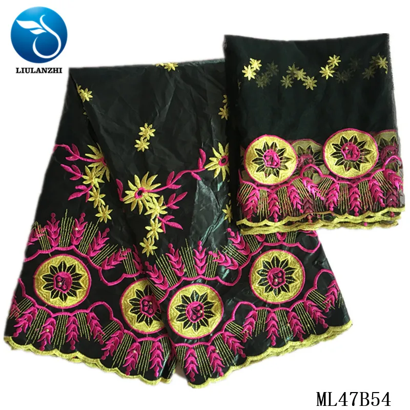 LIULANZHI хлопковый Базен ткань с вышивкой кружева Африканское вечернее платье Riche ткань хлопок Tissu Базен ML47B54