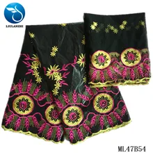 LIULANZHI хлопковый Базен ткань с вышивкой кружева Африканское вечернее платье Riche ткань хлопок Tissu Базен ML47B54