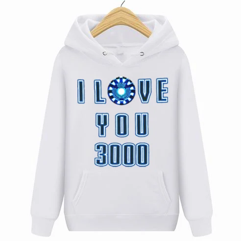 Белый I love you 3000 толстовки с капюшоном, толстовки для мужчин и женщин - Цвет: Белый