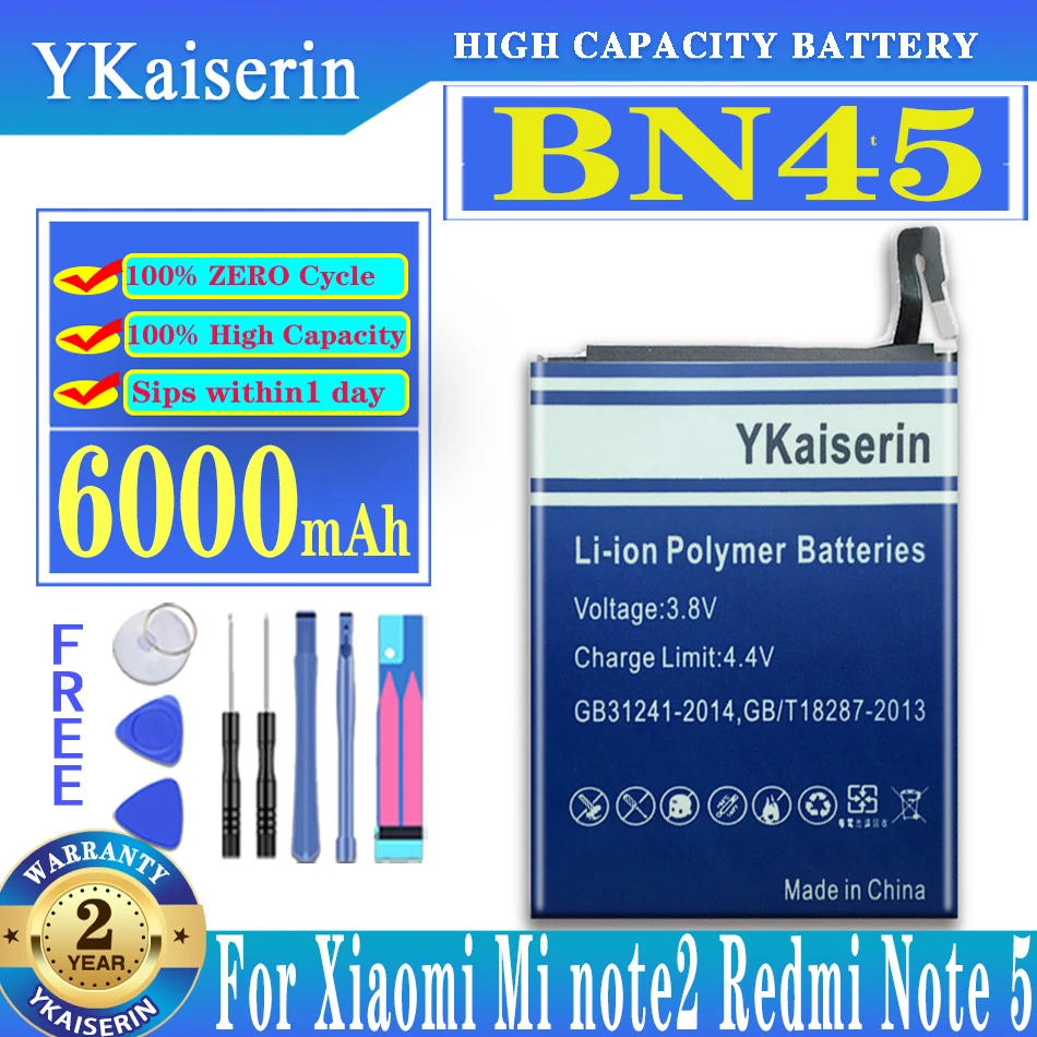 

BN45 6000mah Battery For Xiaomi Redmi Note 5 Hongmi Note5 BN 45 Replacement Battery Batterij With Free Tools + Track NO