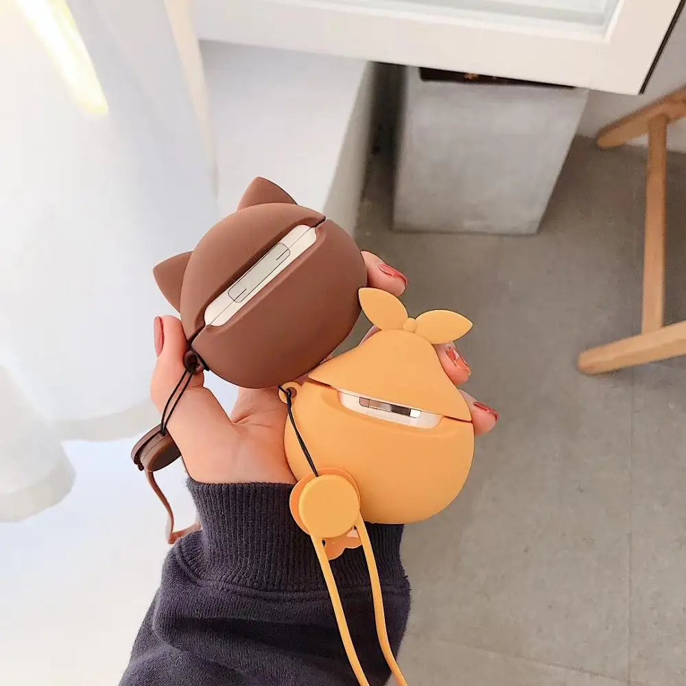 Милый силиконовый чехол с Bluetooth для Apple Airpods pro 2 1 беспроводной милым оранжевым