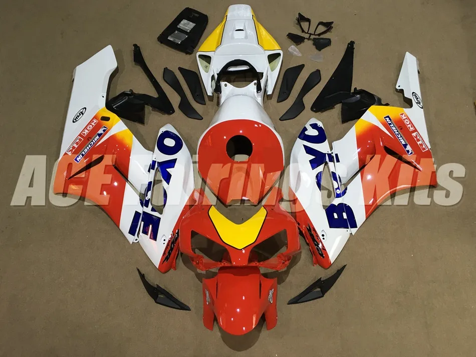 Топ(литье под давлением) ABS полный обтекатель комплект, пригодный для Honda CBR1000RR 04 05 2004 2005 Обтекатели набор на заказ холодный белый красный