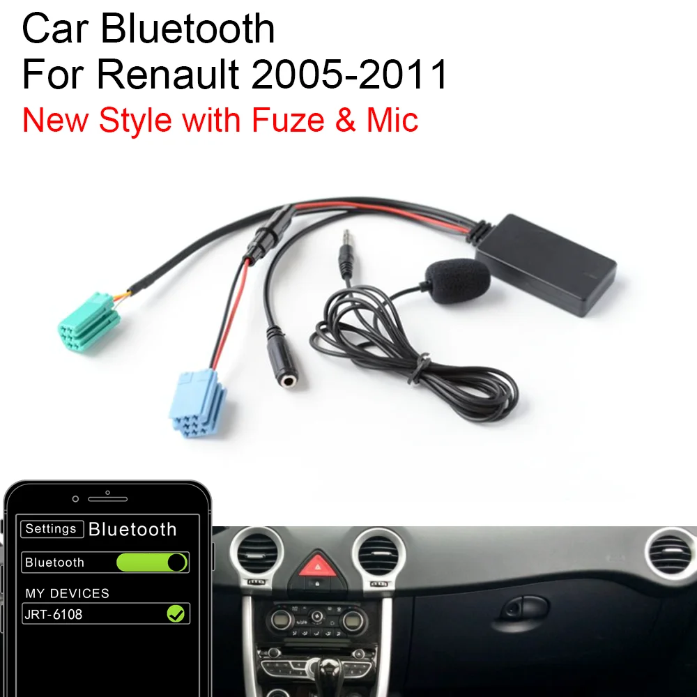 Автомобильный Bluetooth 5 0 AUX кабель микрофон Громкая связь адаптер для Renault Clio Espace Kangoo