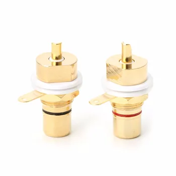 

2Pcs Copper RCA Connector Female Phono Jack Panel Chassis Fever Audio Amplifier Connectors