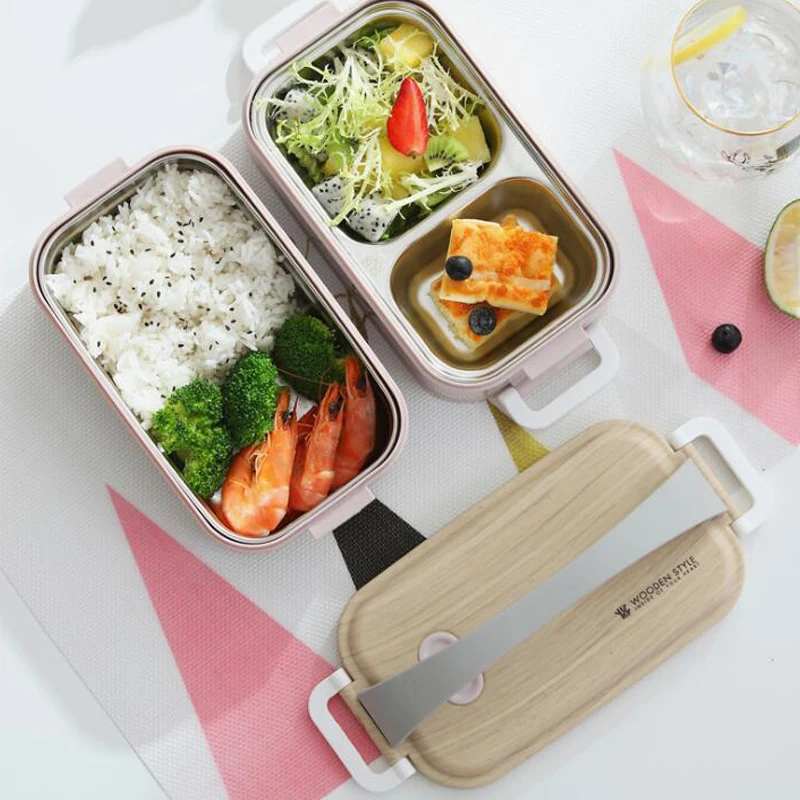 Lunch Box 304 Stainless Steel Bento Lunch Box With Compartment Tableware Microwave Food Container Box