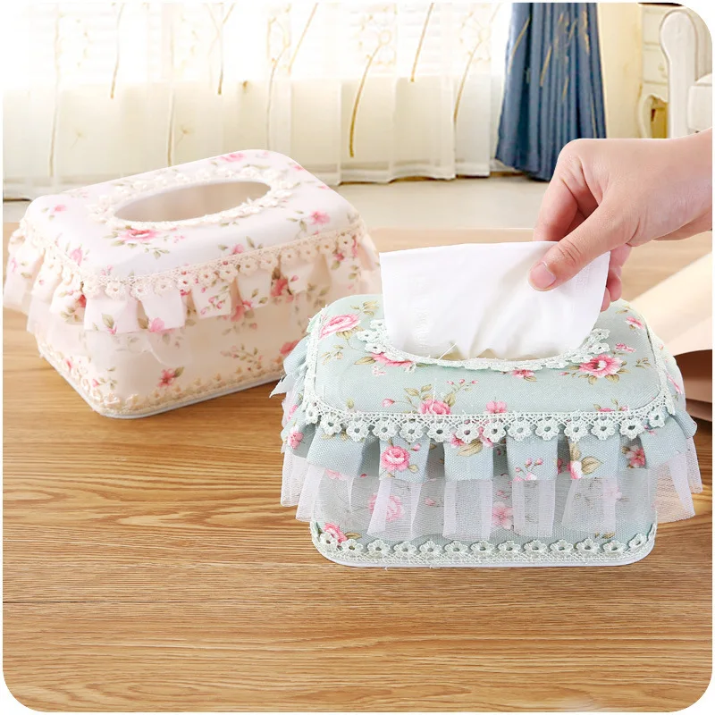 

Lace Tissue Box Modern Flower Printed Paper Cover Home Car Napkins Holder Case Home Decoration Tissue Paper Organizer Tools