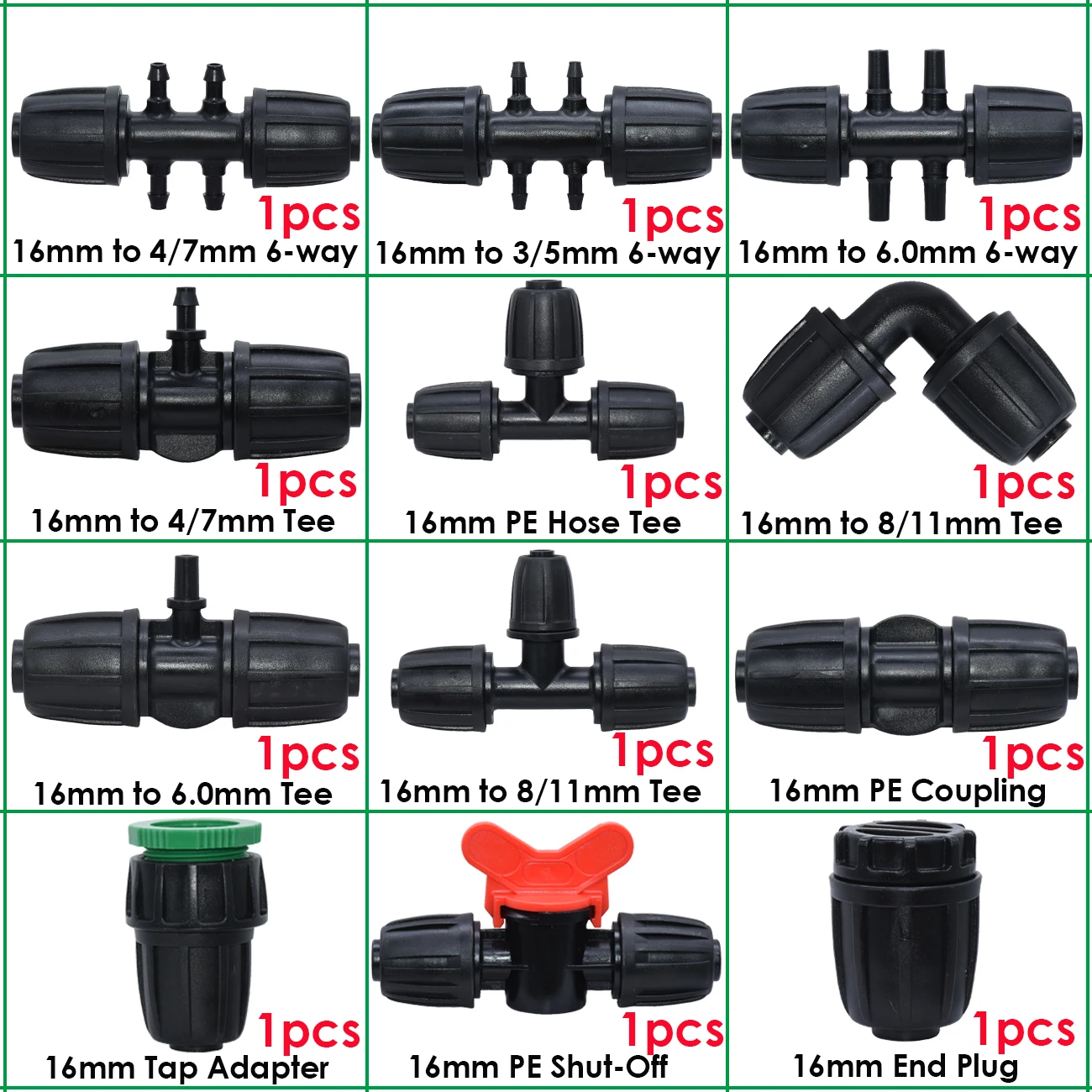KESLA 1/2''PE Schlauch-Wassertropfbewässerungsanschluss mit Verschlusskappe auf 4/7 mm 16 mm Schlauch-T-Kupplungsadapter, gleicher Endstopfen für den Garten – Detail 2
