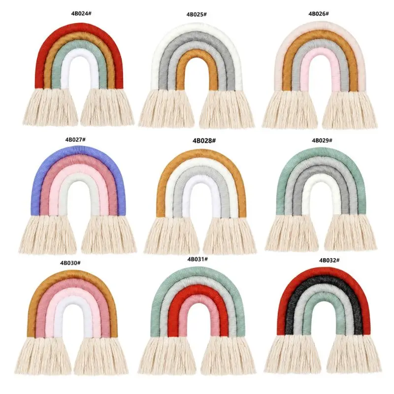 4 Layers Macrame Rainbow Wall Decor for Bedroom Nursery Baby Kids Rooms Colorful Tapestry Rope Woven Tassel Hanging Toys