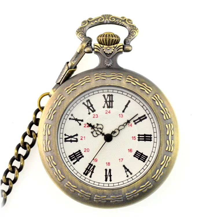 

Luminous Pocket Watch Steampunk Skeleton Ancient Memorial Classic Clock Big Roman Carved for Mens Pocket & Fob Watches Chain