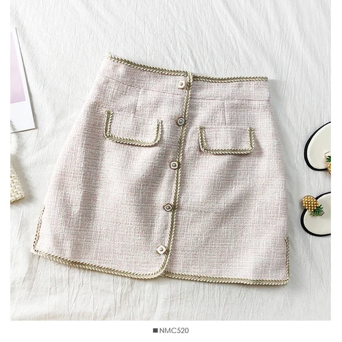apricot skirt Woherb зимние твидовые юбки женские с высокой талией Элегантные женские юбки корейский шик Мини Короткая юбка Harajuku юбка со складками 90333 - Цвет: apricot skirt
