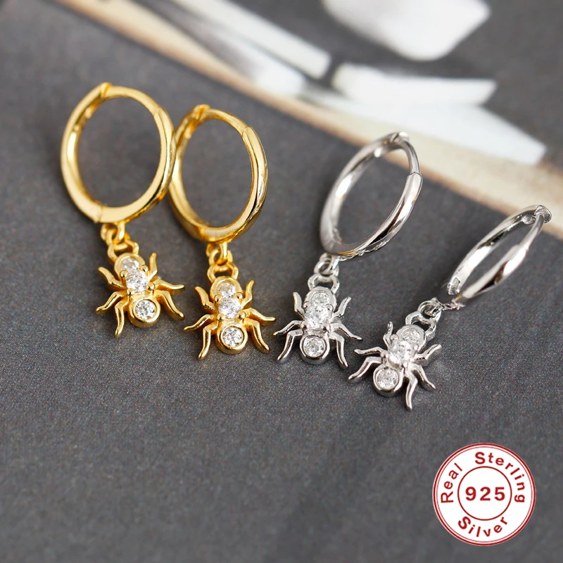 Серьги-кольца в виде слона/паука/геккона/звезды серебро 100% пробы | Украшения и