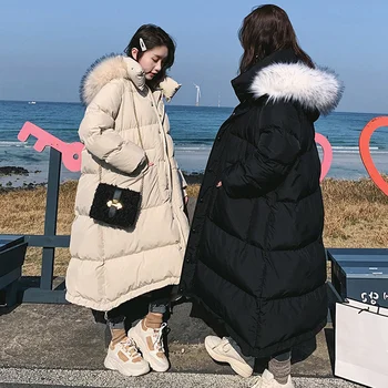 

Plus Size Women's Down Cotton Jacket Coat Women Hooded Fur Collar Oversized Coats Long Parkas Thick Womens Winter Jackets C5868