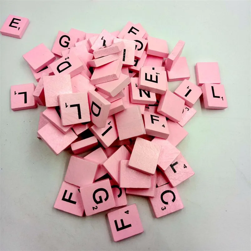 100 Wooden Alphabets Scrabble Tiles Black Letters Numbers Craft Wood Valuabe Amazing Learning Toys 30AG09 (11)