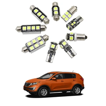 

9pcs Car Accessories White Interior LED Light Bulbs Package Kit For 2011-2016 Kia Sportage T10 31MM 39MM Map Dome Trunk Lamp