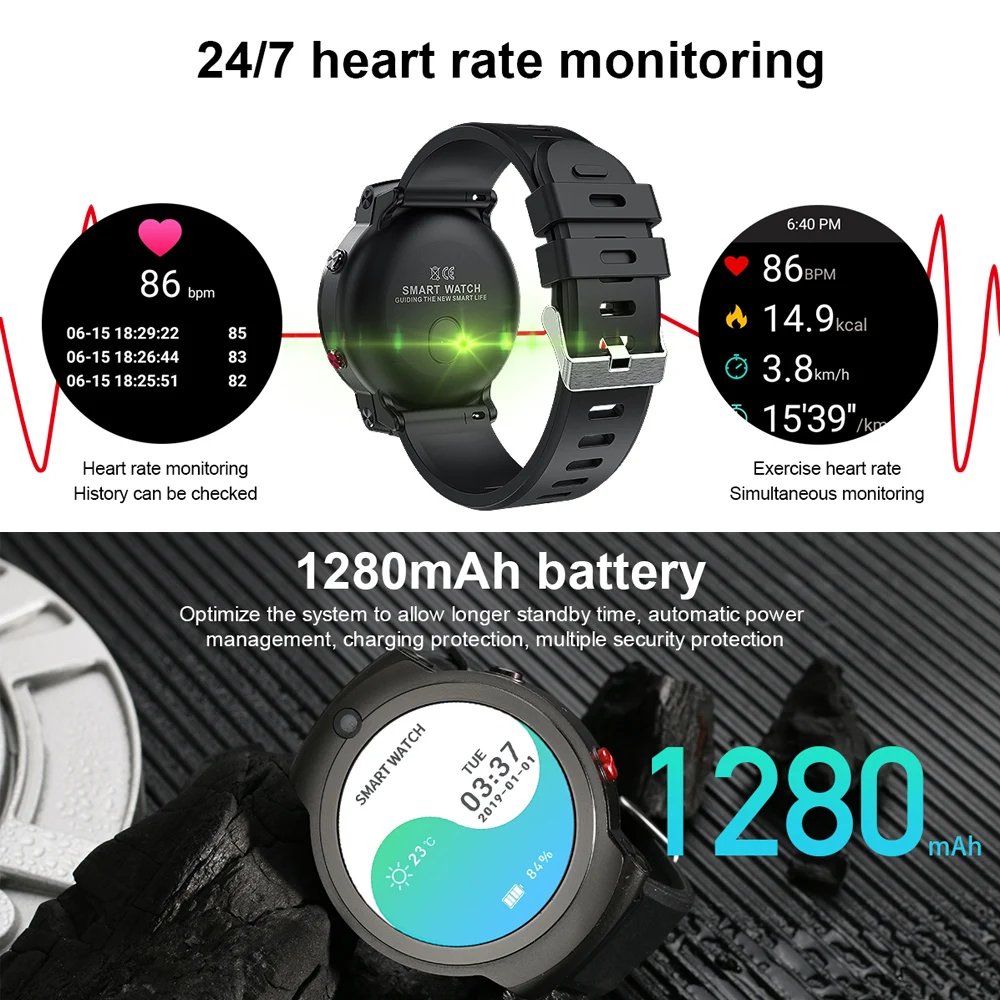US $127.49 DM28 Smart Watch 4G Andriod 71 80MP Camera MTK6739 Quad Core 3GB 32GB Fitness Tracker IP67 Waterproof Wifi GPS Smartwatch