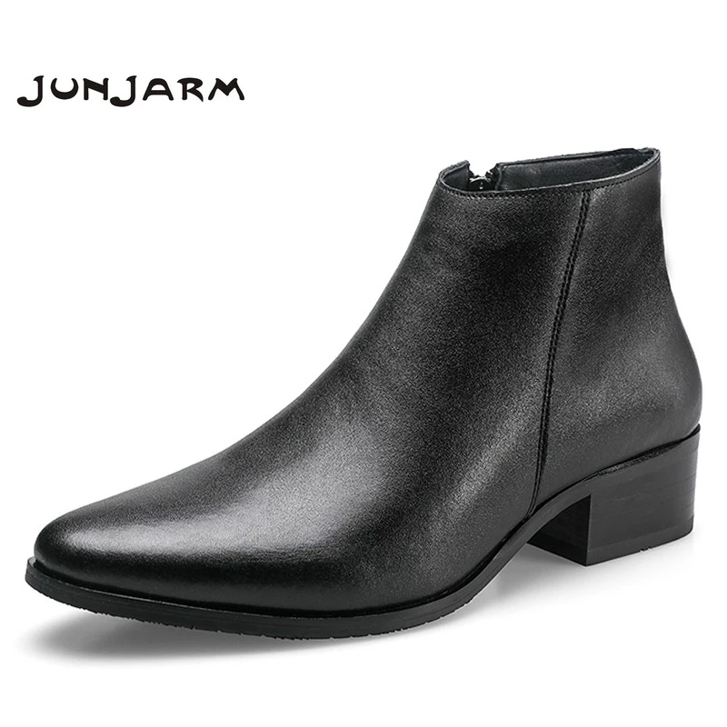 JUNJARM/ г., мужские Ботильоны мужские ботинки из натуральной кожи модные мужские ботинки челси удобная мужская обувь черного цвета