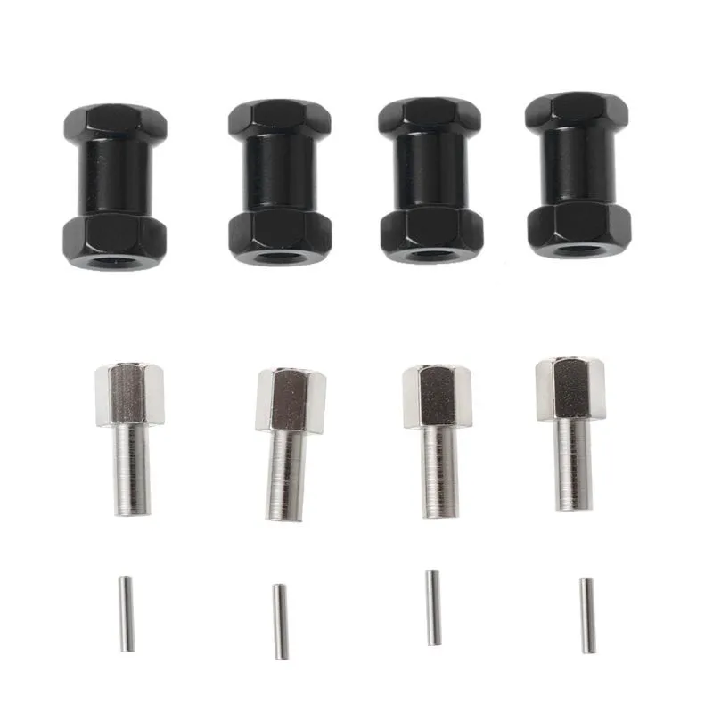 20mm black 4 шт. металлическая ось расширить 12 мм шестигранный колеса адаптер 15 мм/20 мм/25 мм для 1/10 радиоуправляемые гусеничные машины TRX4 RC4WD D90 D110 осевой Scx10 90046 - Цвет: 20mm black