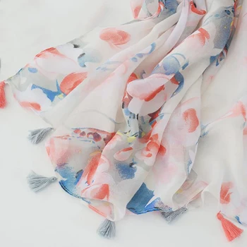 

2020 New Fashion Spring/Summer Women Floral Printing Beach Chiffon Scarf Shawls Female Long Wraps Beach Sunscreen Hijab