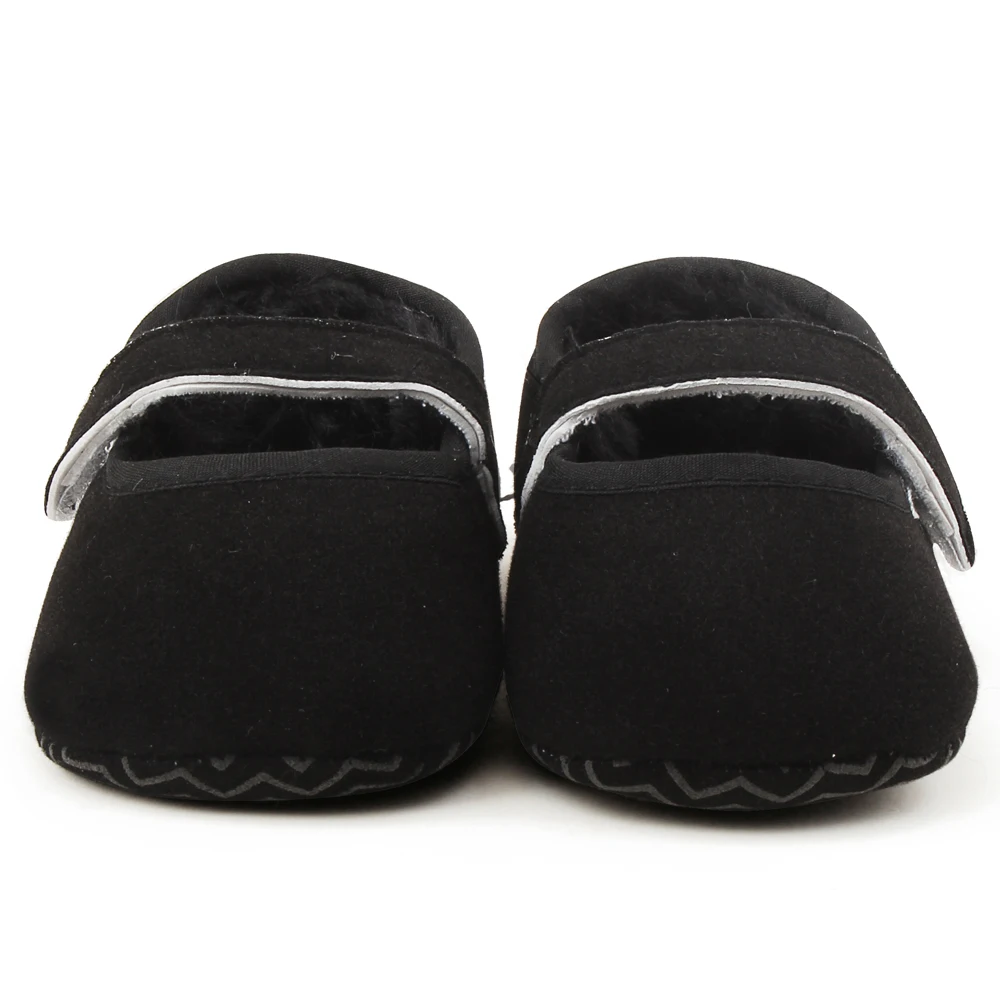 Модные Стиль для новорожденных, для маленьких девочек; Классический дизайн детские сапоги зимние теплые Мягкий хлопок для маленьких мальчиков и девочек обувь - Цвет: Black