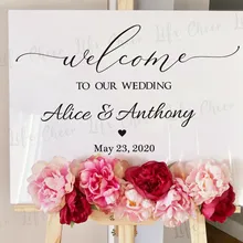 Welcome Wedding Sign Vinyl Sticker Personalized Any Texts Board Decals Anniversary Engagement Party Sign Mirror Vinyl Murals