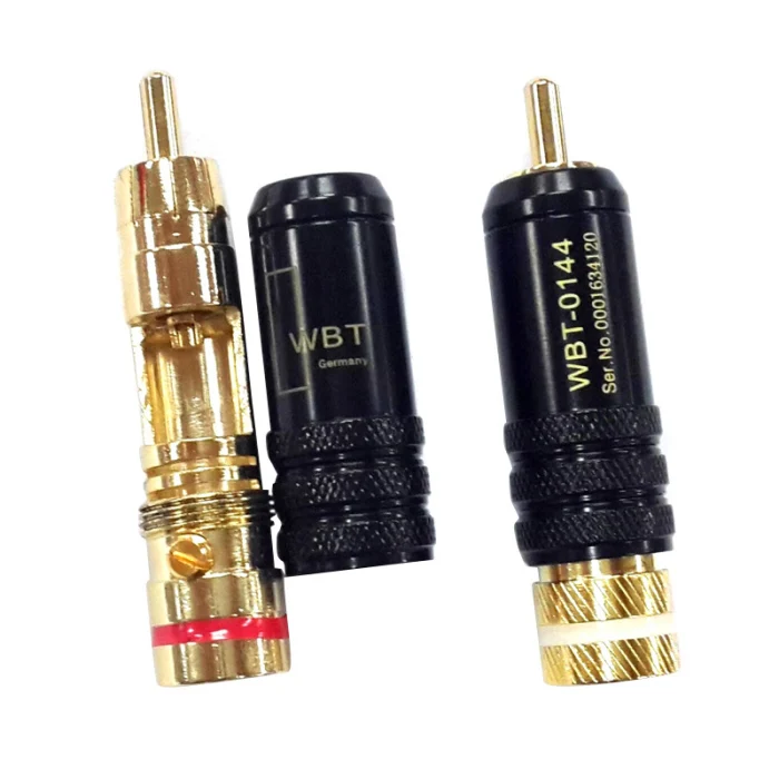 4 Pcs WBT-0144 RCA Locking Plugs Gold Plated Durable Audio Video Connectors OUJ99