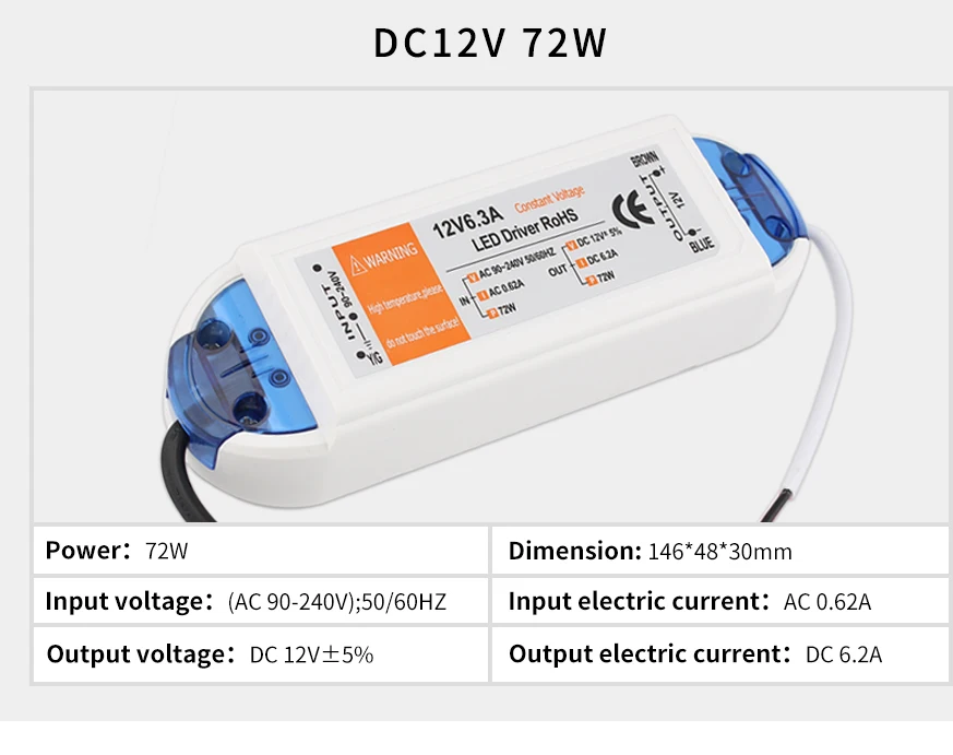 Fonte de Alimentação Driver de Alta Led para Led 28 36 48 72 100 Transformadores Iluminação Led Qualidade Strip dc 12 v 18 w 7 Transformadores de iluminação
