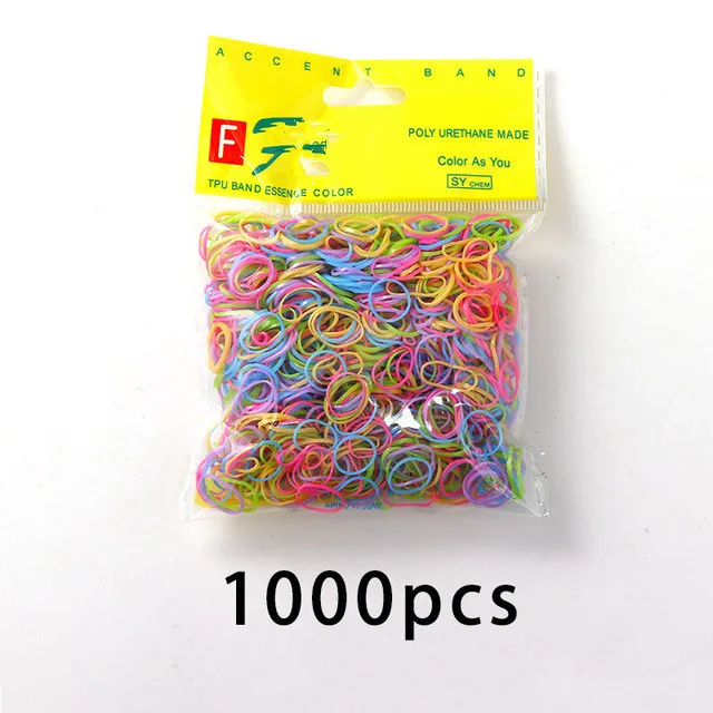 Mix 3 Цветные резинки для причесок 1000 шт., заколки для детей, резинки для косичек девочкам, резинки для еды, офиса, эластичные держатели для канцелярских принадлежностей - Цвет: Mix 3