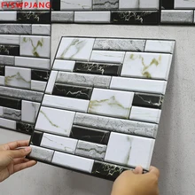 10Pcs 3D Imitation Brick Wall Stickers DIY Removable Self-adhesive Waterproof Wallpaper Living Room Kitchen Decor Art Decals Hot