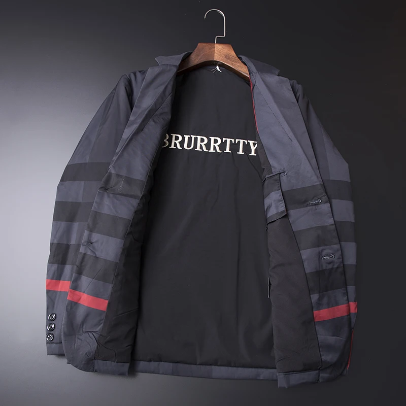Ozhouzhan осенняя и зимняя модная мужская легкая пуховая хлопковая приталенная хлопковая стеганая одежда универсальный костюм воротник смешанный цвет