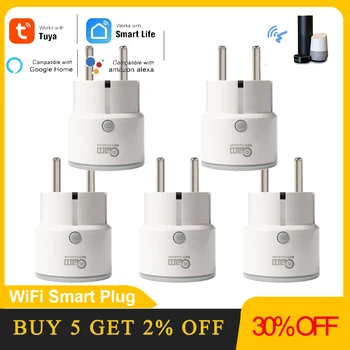 

5PCS/lot Smart Plug EU Support Amazon Alexa Google Home,IFTTT Remote Control WiFi Switch Mini Socket Outlet with Timing Function