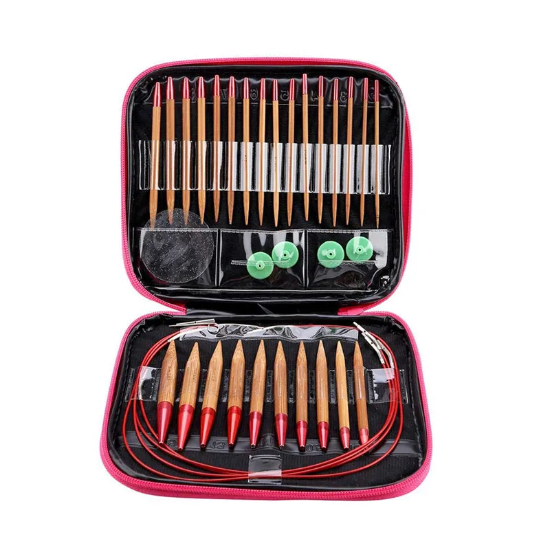 KOKNIT Interchangeable Circular Knitting Needle Set 26pcs Carbonized Bamboo Crochet Needles Hooks Weave Tools For Any Yarns (2)