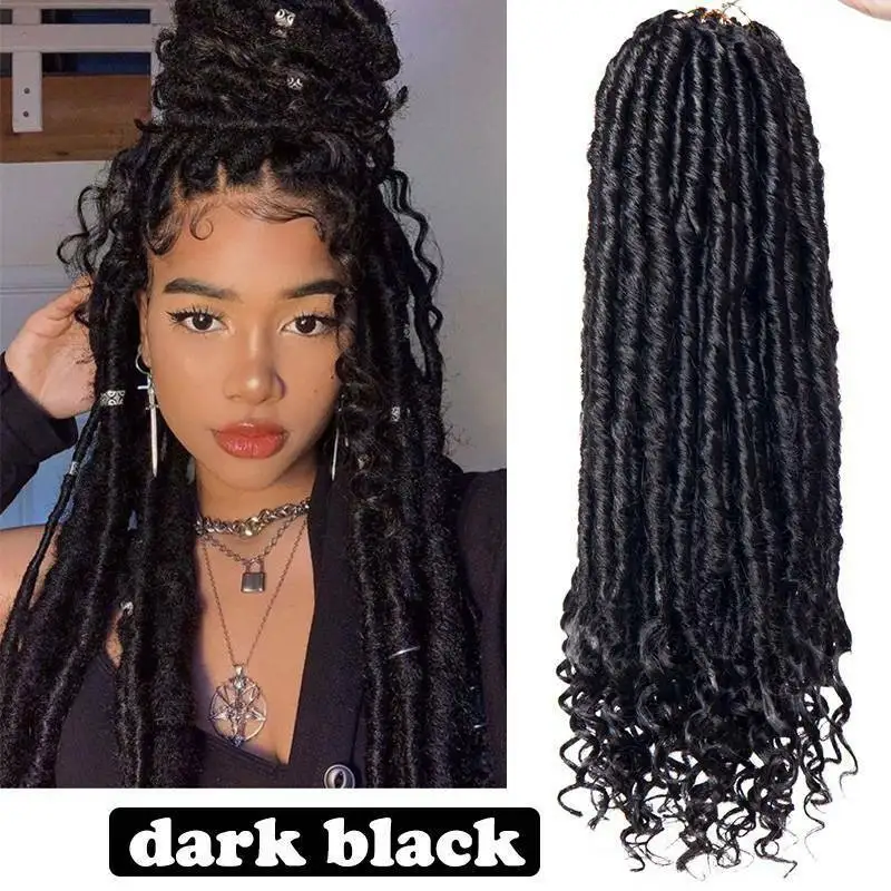 

18Inch Goddess Hair Ombre Faux Locs Crochet Braids Soft Natural Braid Synthetic Braiding Hair Extensions For Black Women