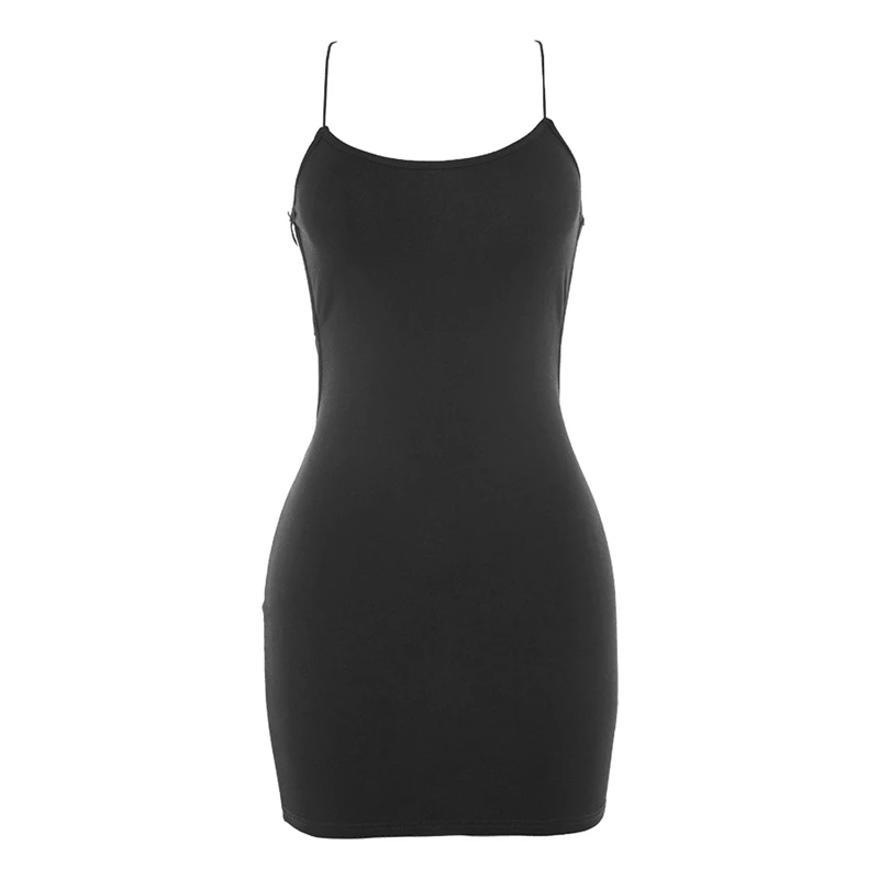 ZZSYKD Sexy Cross Bandage Backless Bodycon Dress Women Sleeveless Halter Summer Dress Black White Short Party Casual Mini Dress