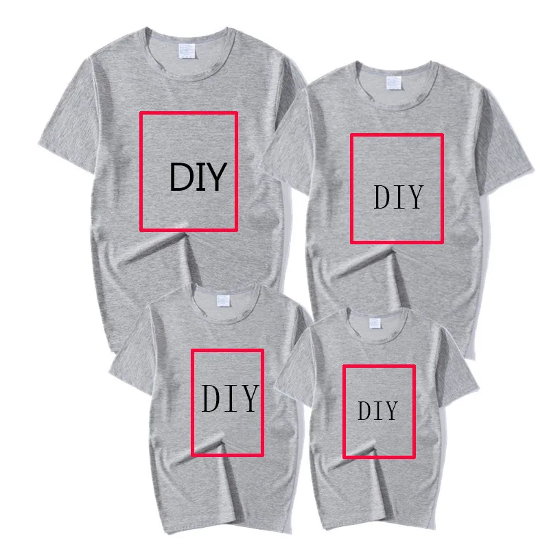 Одинаковые комплекты для семьи; футболка на заказ; мама папа; семейная одежда для мамы и меня; семейная футболка на Рождество - Цвет: DIY-grey