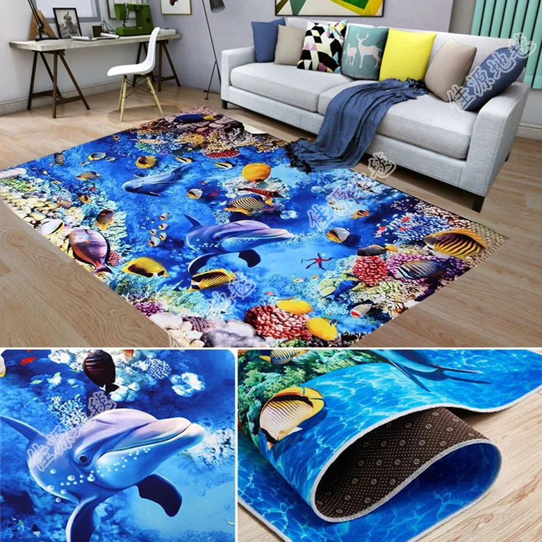 Детский ковер с 3D принтом, гостиная, журнальный столик, диван, спальня, прикроватный ковер, кухонный зал, нескользящий ковер floo